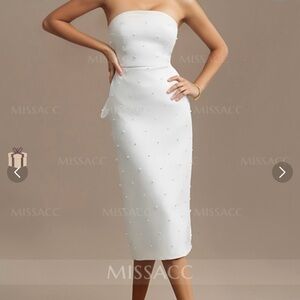 Missacc White Strapless Wedding Dress